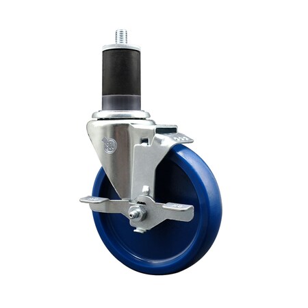 Service Caster 5'' SS Solid Poly Swivel 1-5/8'' Expanding Stem Caster with Brake SCC-SSEX20S514-SPUS-TLB-158